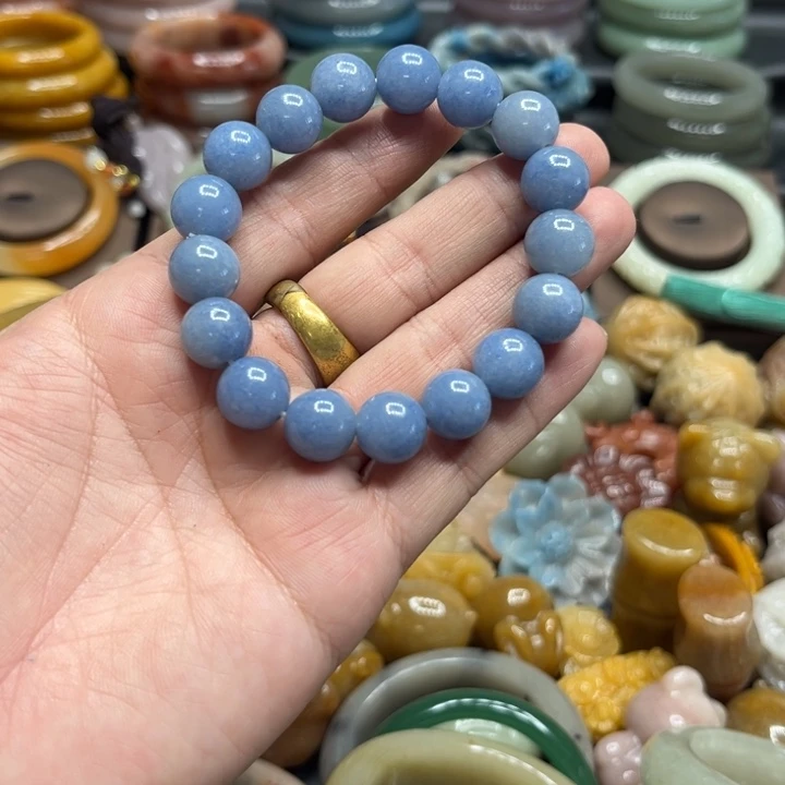蓝***羽石英质玉手链合金