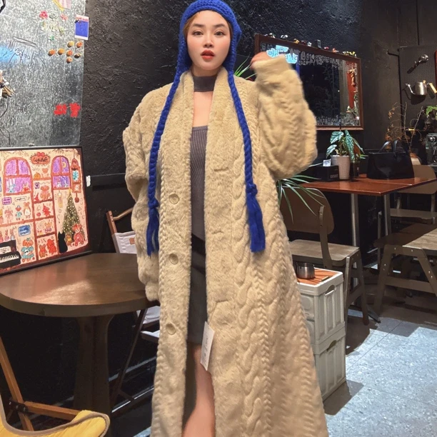 长款外套慵懒风宽松高级感加厚保暖秋冬女大衣