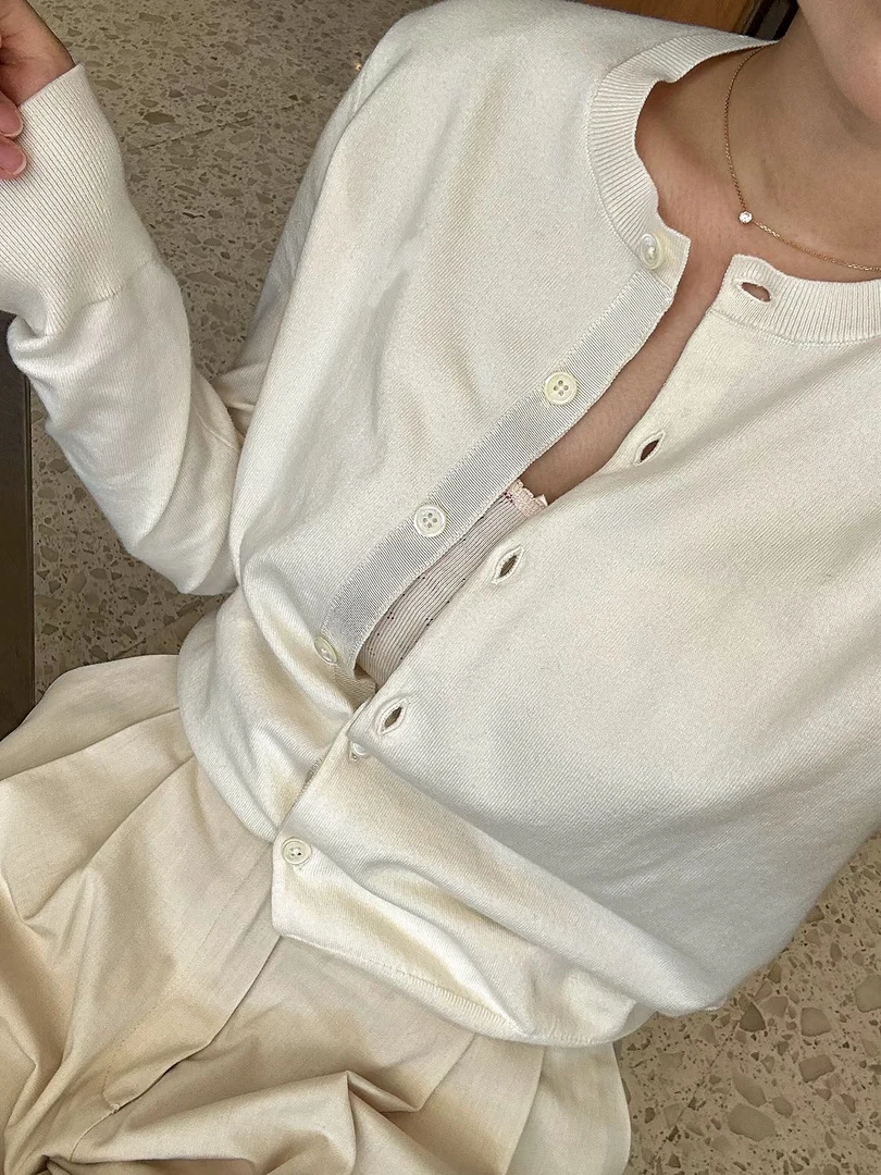 pima棉纯棉纯色小马刺绣针织开衫 T