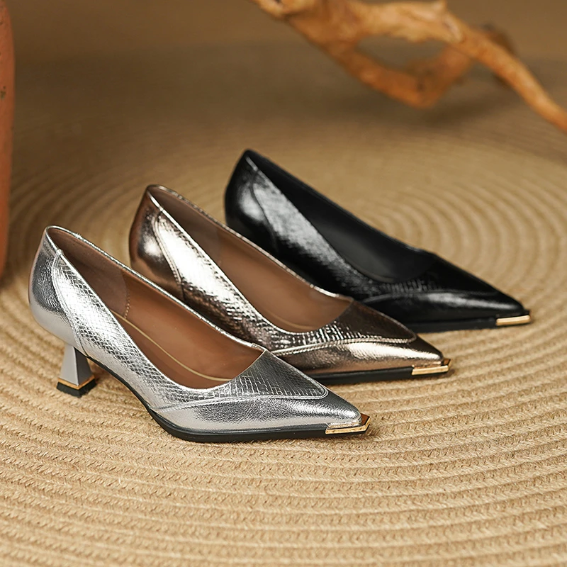 羊皮5厘米 真皮高跟套筒透气单鞋春季法式女鞋百搭性感SGD117