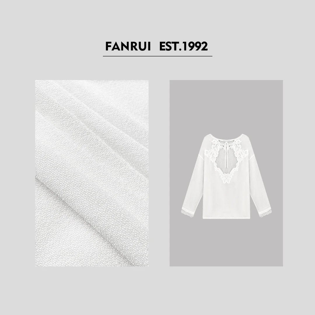 FANRUI/泛芮「白樱恋歌」乔其纱镂空刺绣设计感长袖防晒T恤B15941