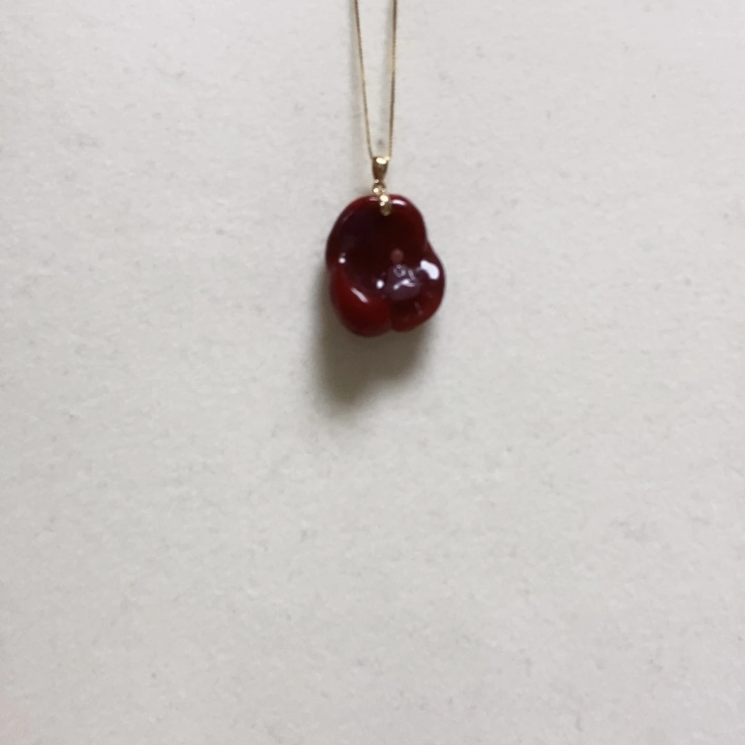南红玛瑙颈饰18K金镶嵌简单