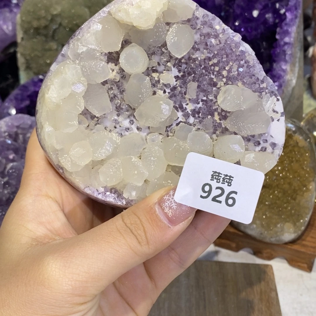 紫晶大型摆件（非配饰）未镶嵌全抛方解石软糖雪景平板