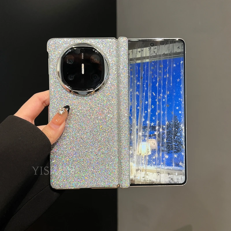 适用华为matex6手机壳折叠屏新款超薄满天星闪粉电镀MATEX5中轴保