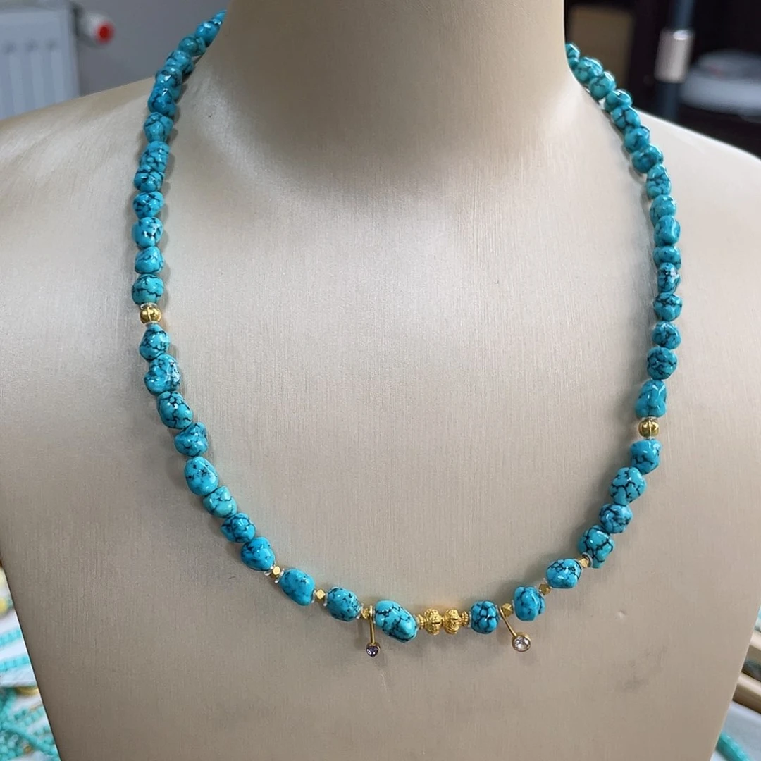 绿松石珠宝奇石18K金镶嵌