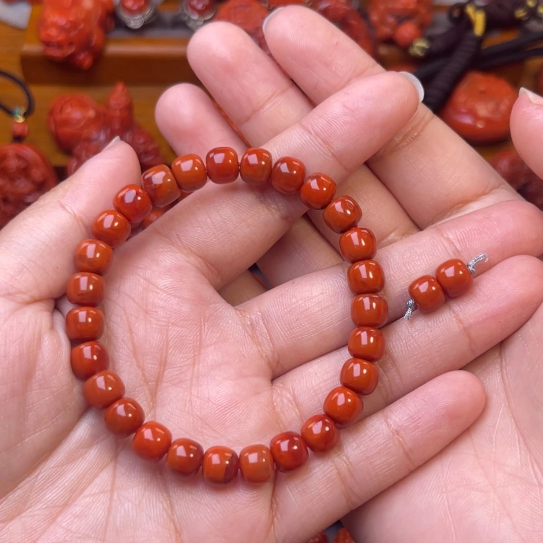 s***o南红玛瑙未镶嵌川料瓦西7➕老型火焰纹手串