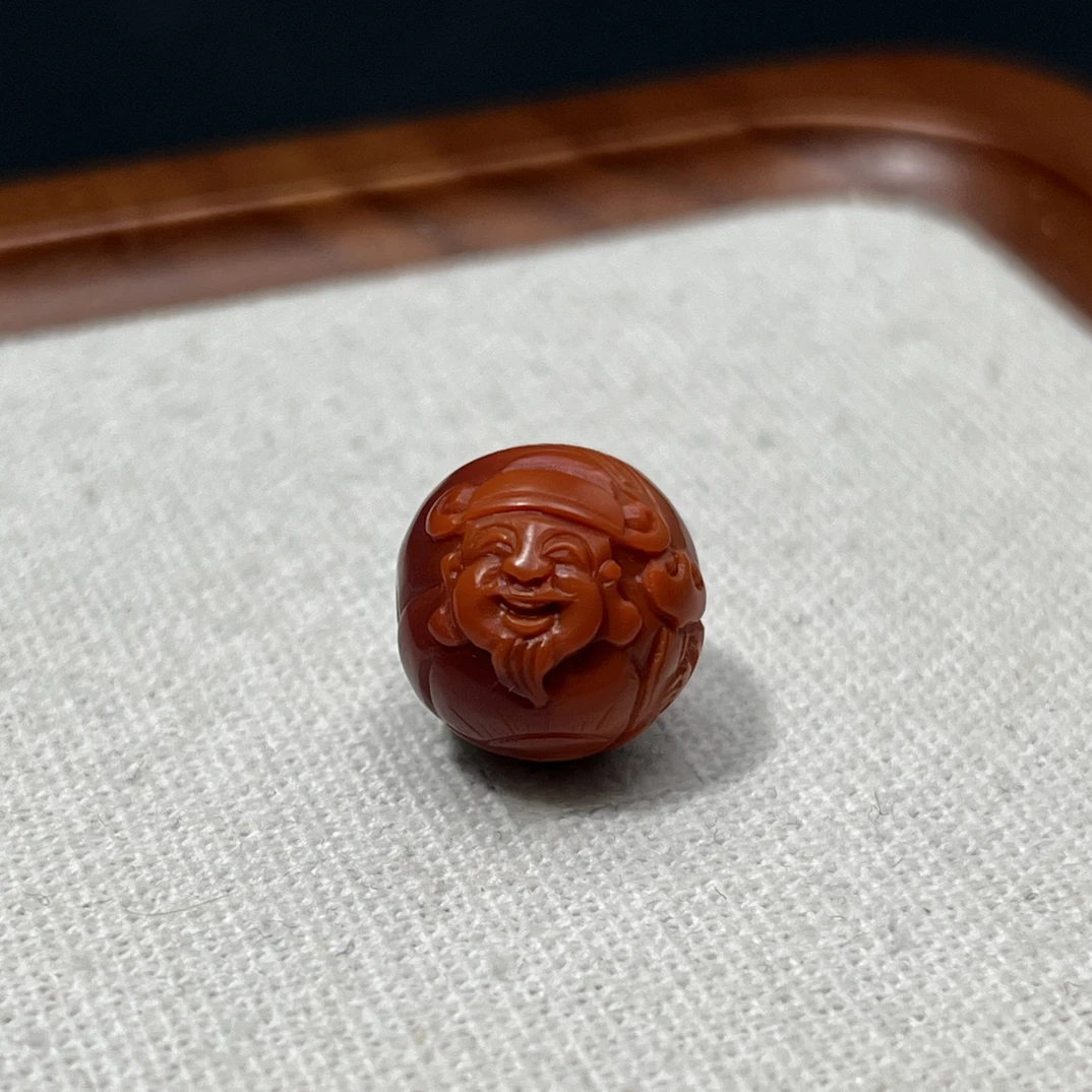 天然原矿瓦西南红雕刻珠尺寸约13.5毫米AC0231