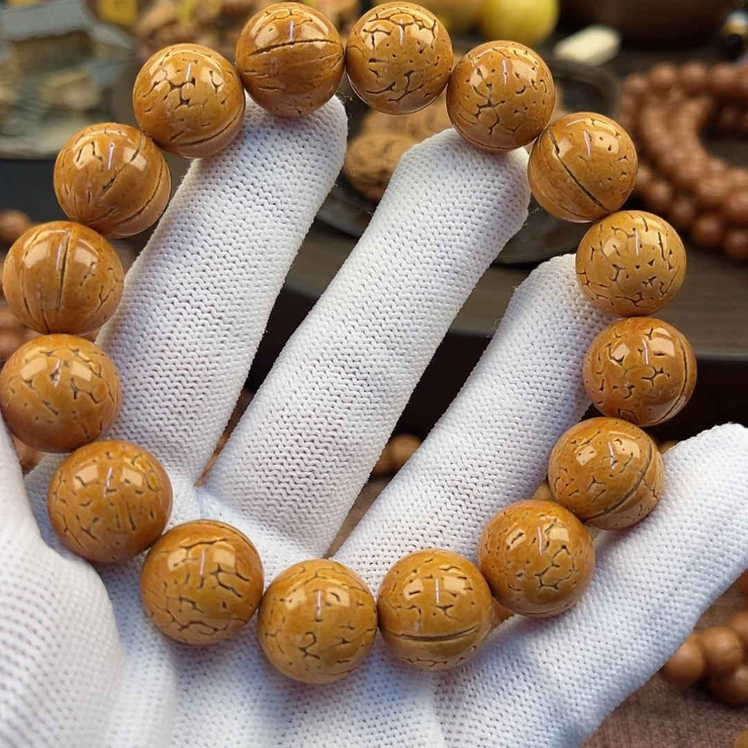 木质15尺寸黄财神桃核