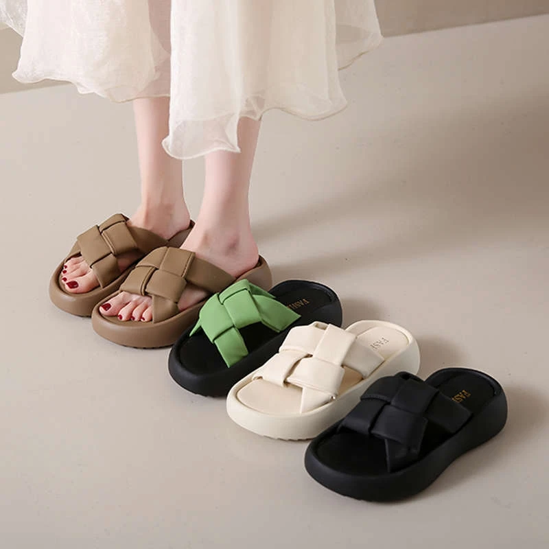 阿迪高级感拖鞋女款外穿2025夏季新款休闲厚底法式沙滩凉鞋一字