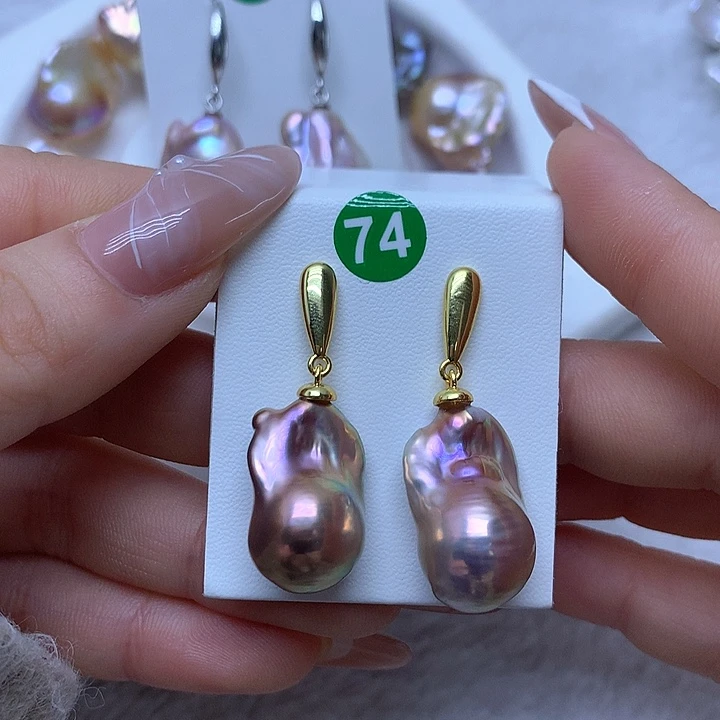 淡水珍珠耳饰银S925镶嵌