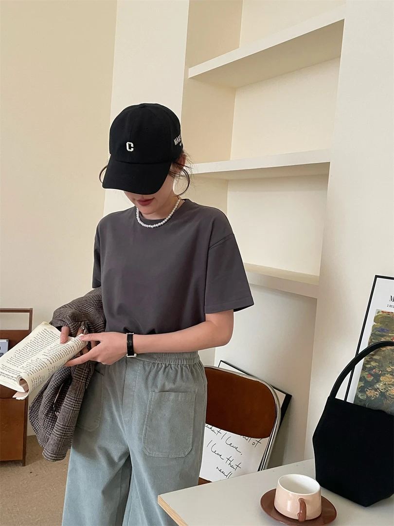 设计款后背字母贝壳圆领短袖T恤GP03