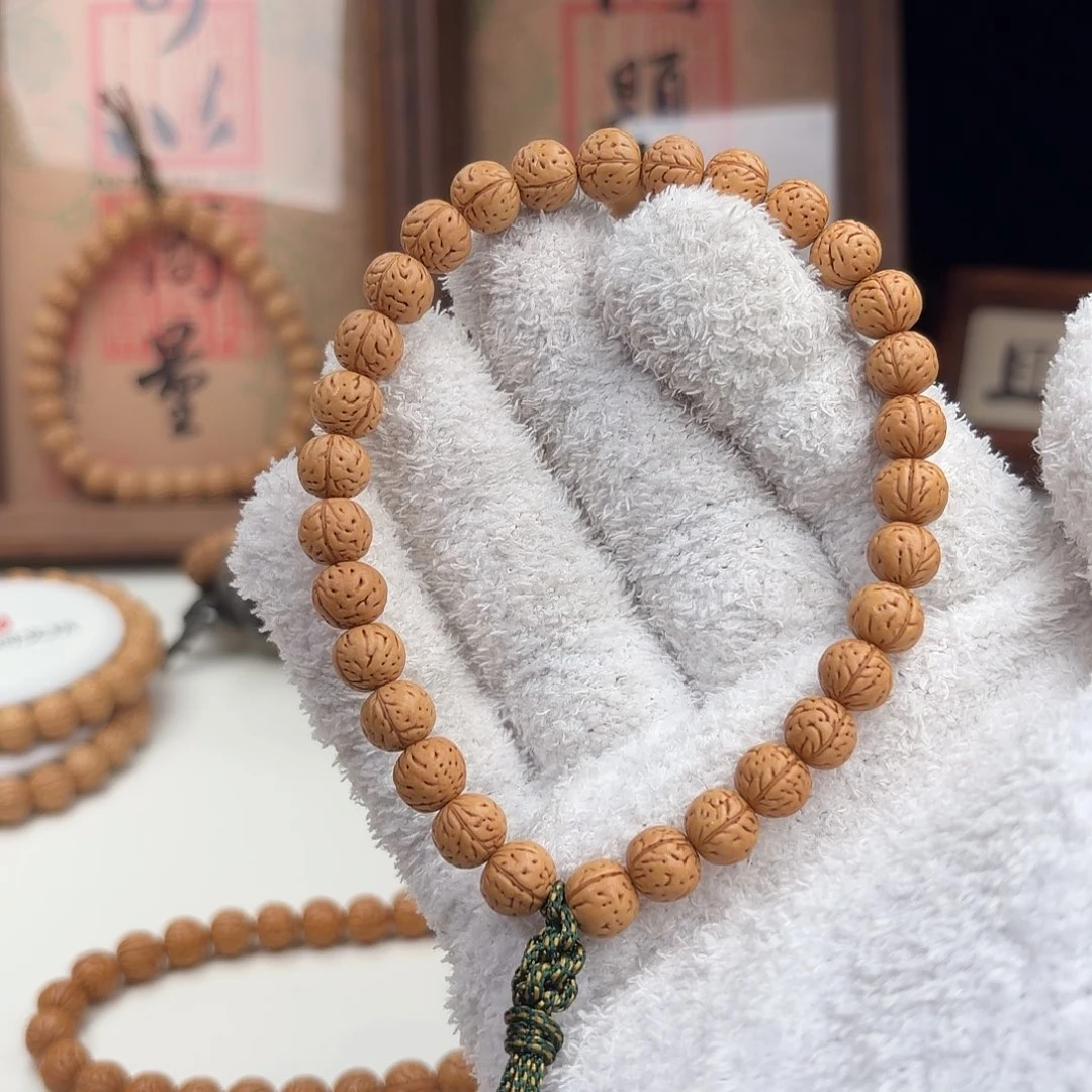 记***费桃核手串0.8加「三道筋小黄桃」野生桃核手持