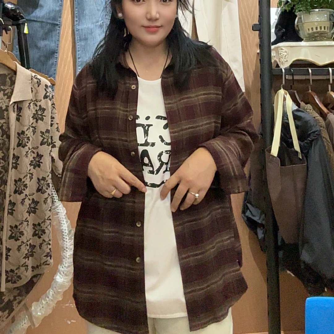 新款高品质百搭休闲格纹长袖衬衫