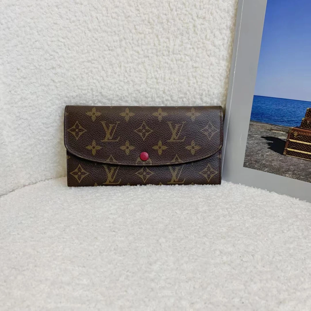 99新 LouisVuitton/路易威登 壹臻/老花玫红豆豆钱包24739500