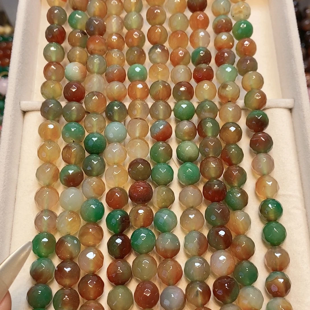 散珠玛瑙/玉髓10mm孔雀一条