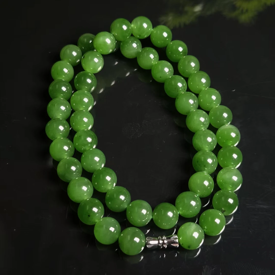 lot6450 项链 和田玉碧玉 10mm*48颗 67.5g