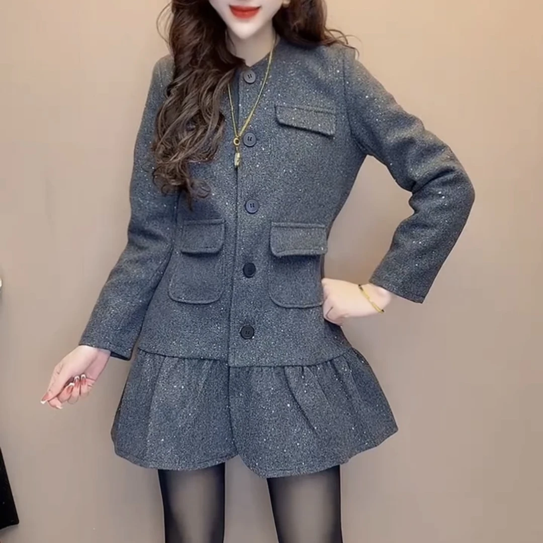 新款时尚加棉亮闪娃娃裙