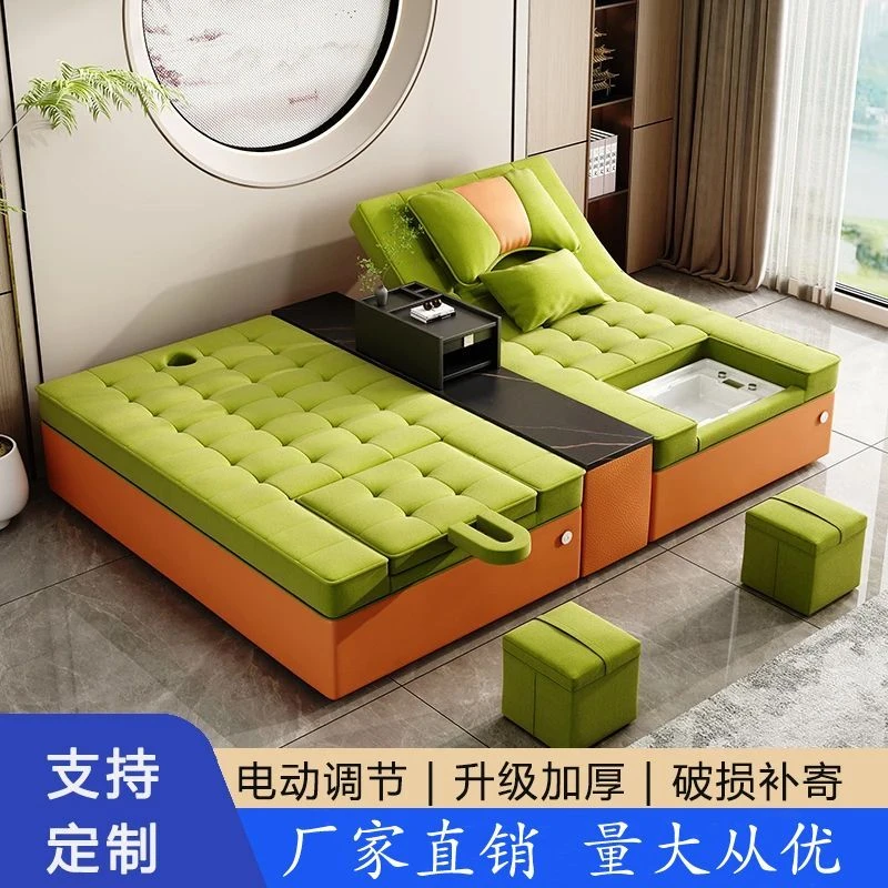 足浴沙发电动足疗按摩一体床沐足采耳床洗脚SPA推背泰式可躺炕床