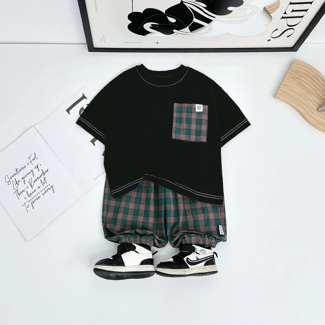 儿童夏装套装夏季2025新款男童短袖两件套 BQ25612Y 悠悠童话童装