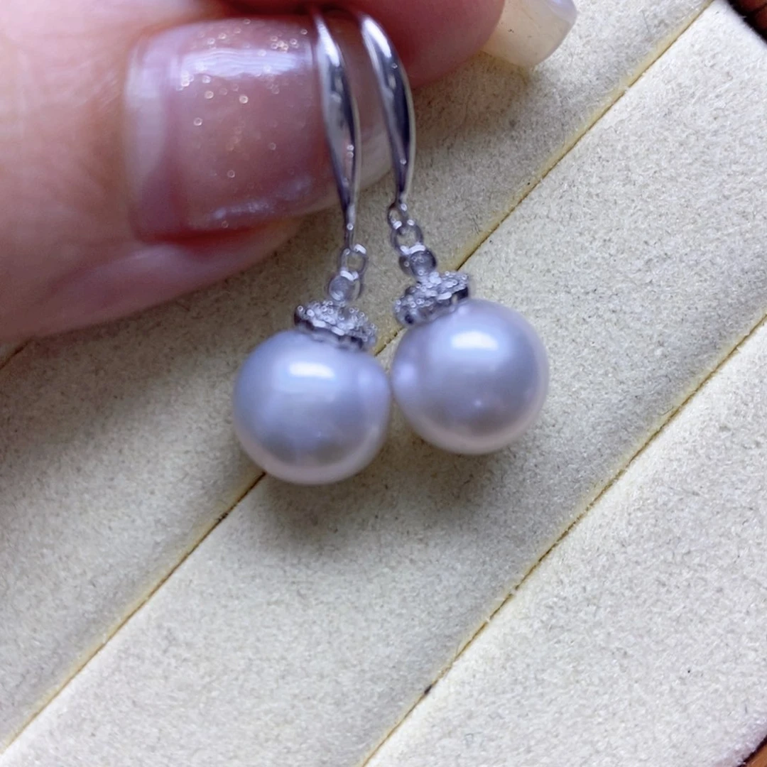 银S925镶嵌淡水珍珠耳饰
