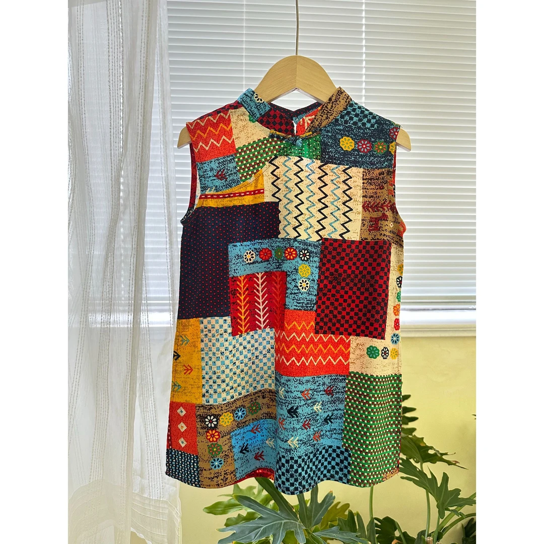 【BLUEXIXI】儿童夏季连衣裙尼泊尔女童棉绸人造棉女孩长裙2025401