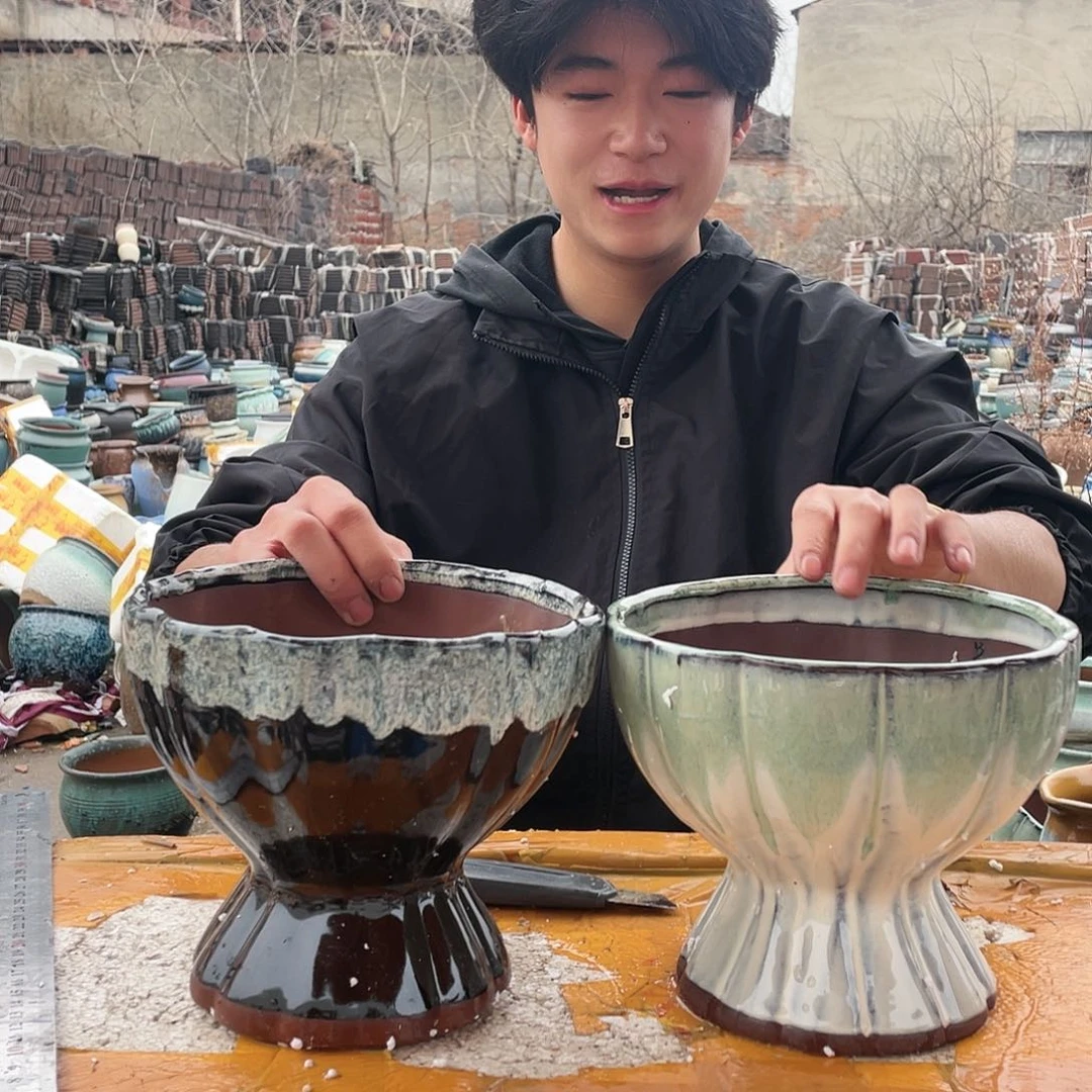 宜兴紫砂粗陶花盆