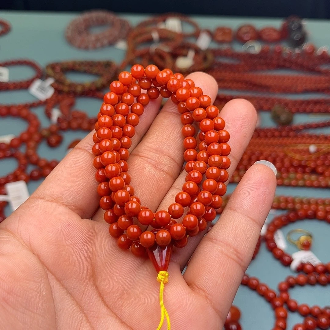 南红玛瑙未镶嵌手链柿子锦卡5