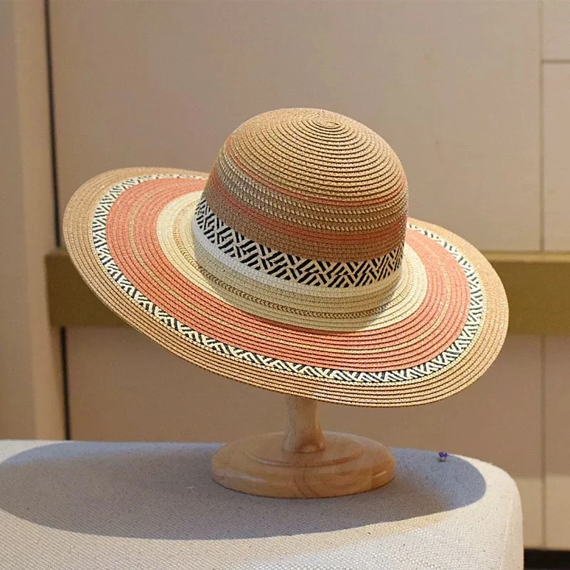 夏季女夏天沙滩帽欧美款百搭草帽户外出游度假遮阳防晒太阳帽跨境
