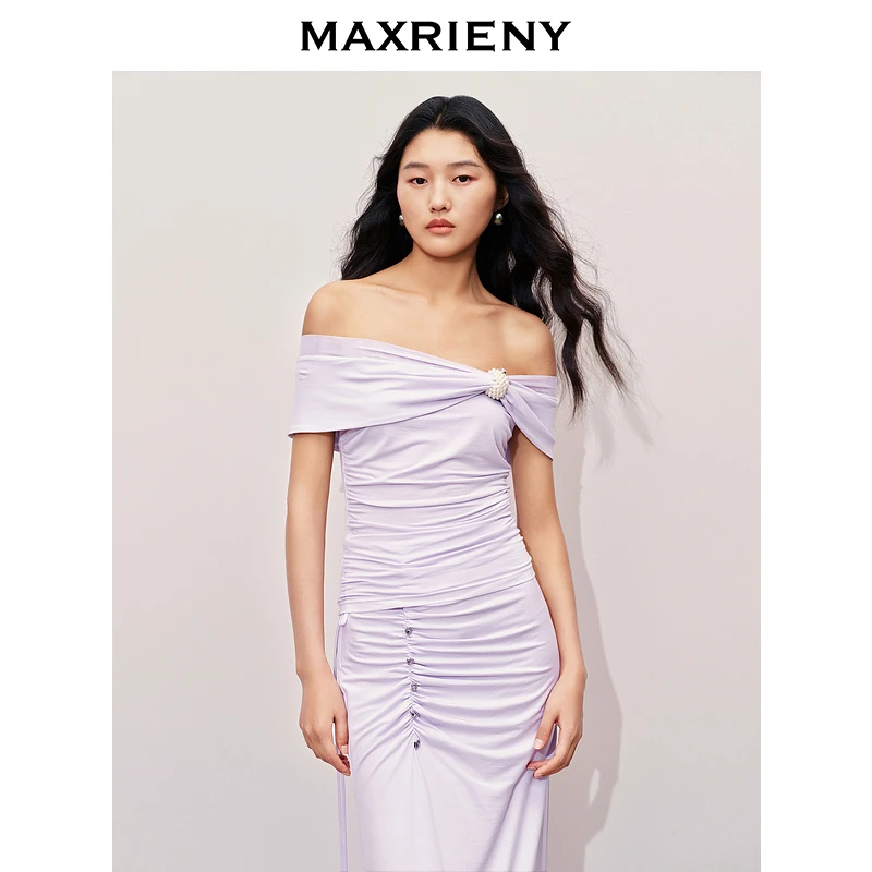 【陈大可专属】MAXRIENY精致日常一字肩上衣修身显瘦女装修身显瘦