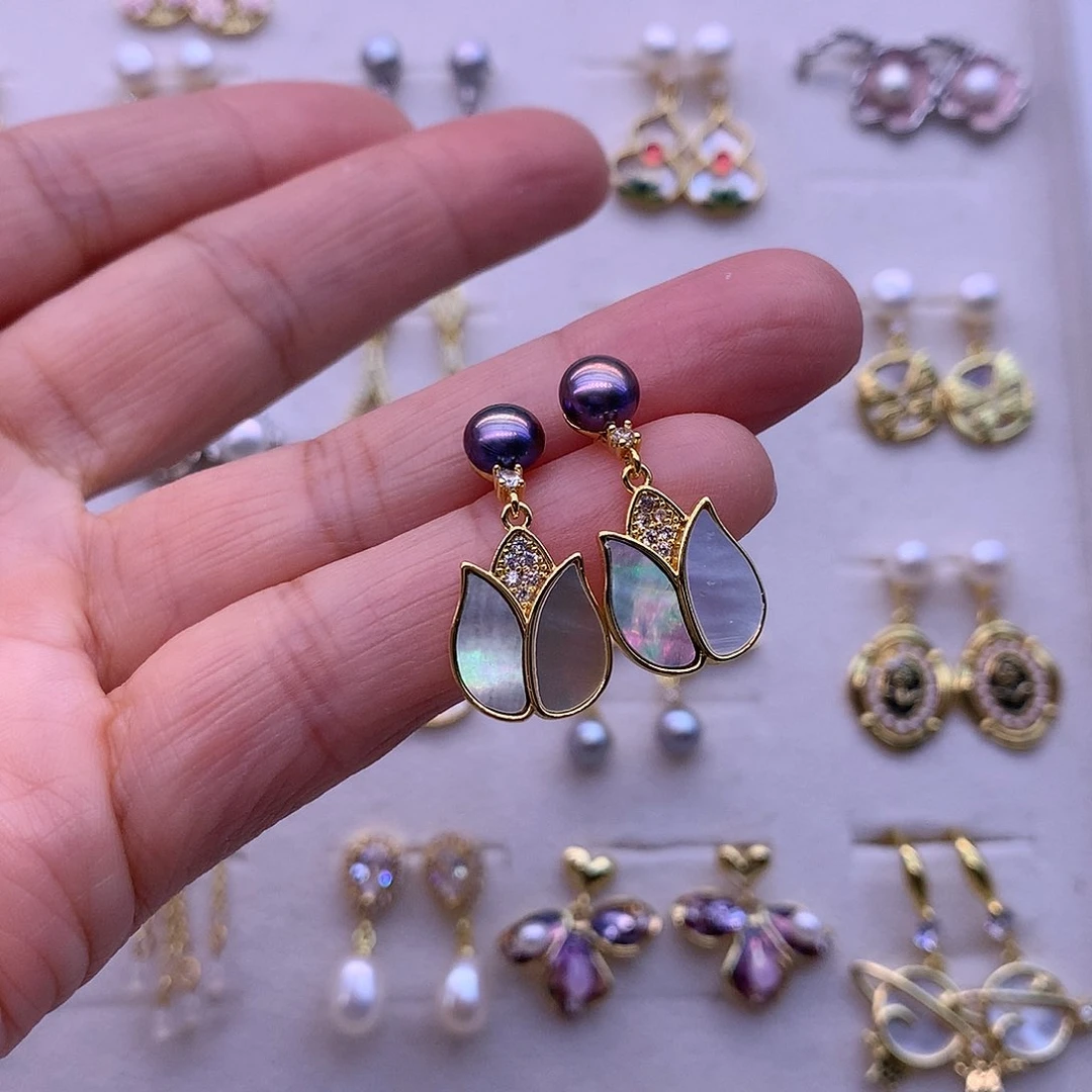 淡水珍珠耳饰合金