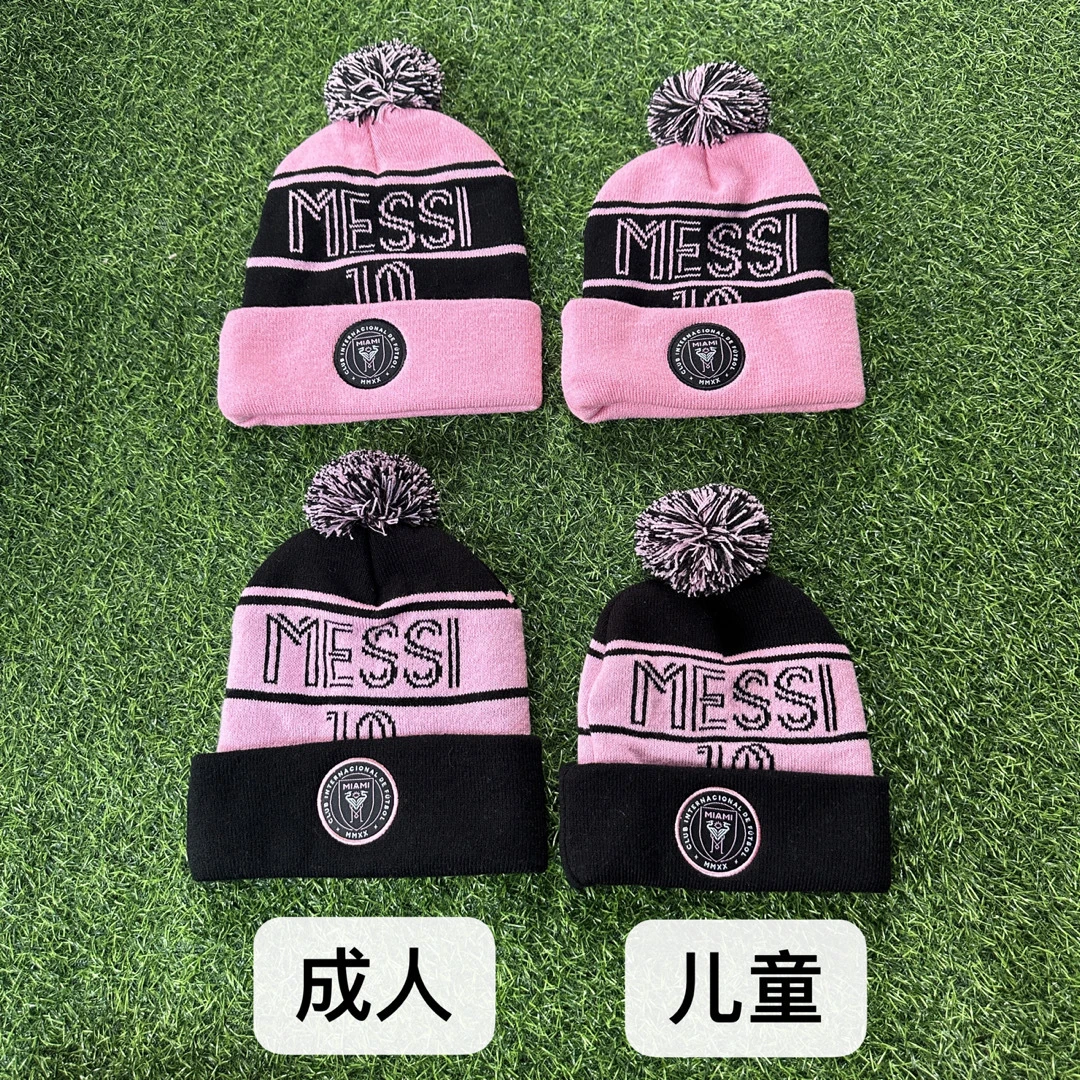 跨境腈纶套头针织帽俱乐部皇马巴萨阿根廷迈阿密梅西冬季护腿套
