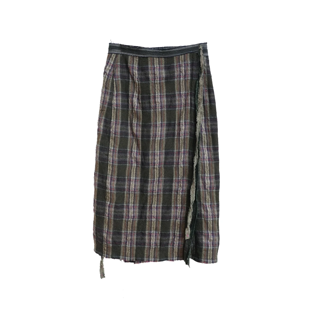 几见 原创设计冬季半身裙复古风格纹文艺裙子加厚裹裙保暖K54454