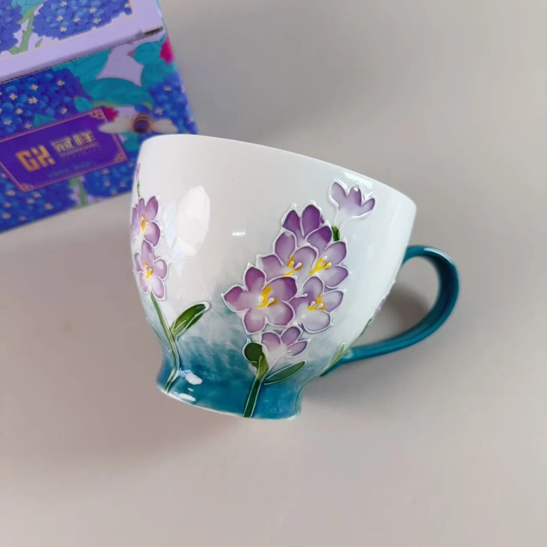 1183春之铃兰系列手绘正品重工马克杯单只装450ml