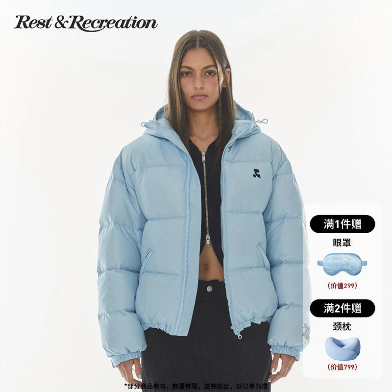 RestandRecreation官方连帽抽绳刺绣羽绒服面包服RR冬季保暖