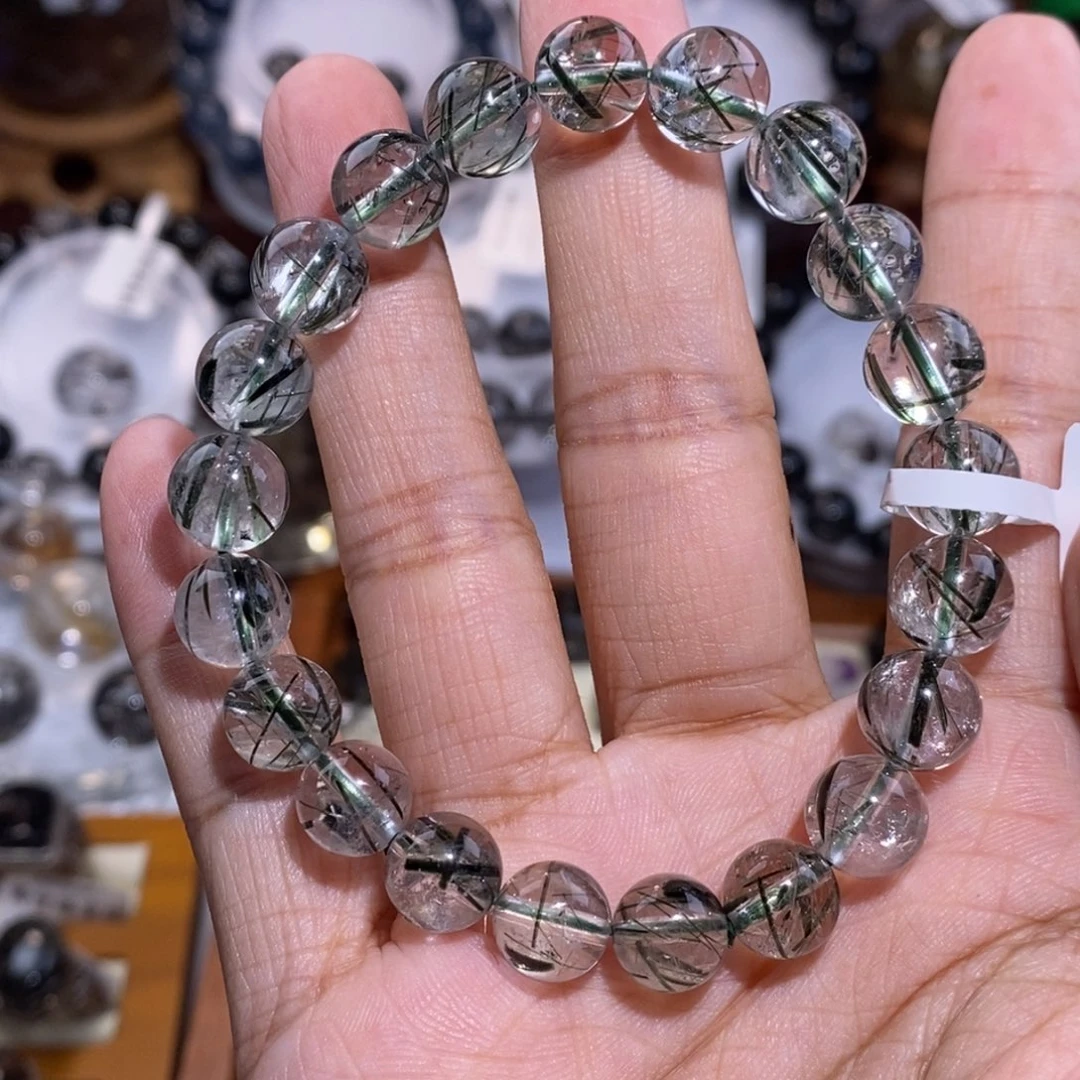 水晶未镶嵌手链9mm绿发晶全透体