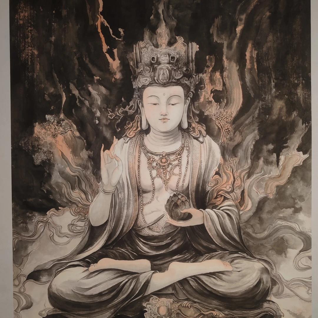 精品水墨普贤菩萨65*130