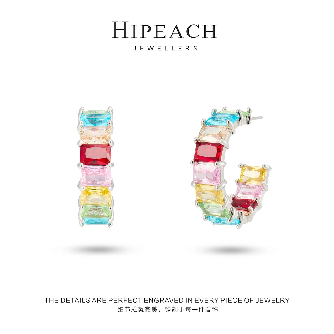 镀K金 调色盘彩色甜美耳圈HTHNS037