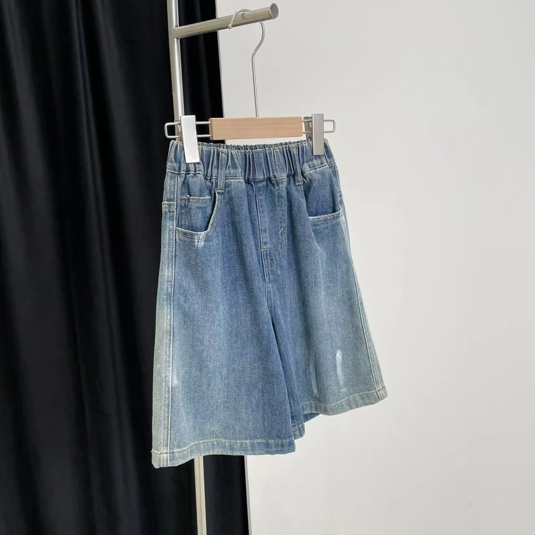 新款男童女童牛仔中裤蓝8265