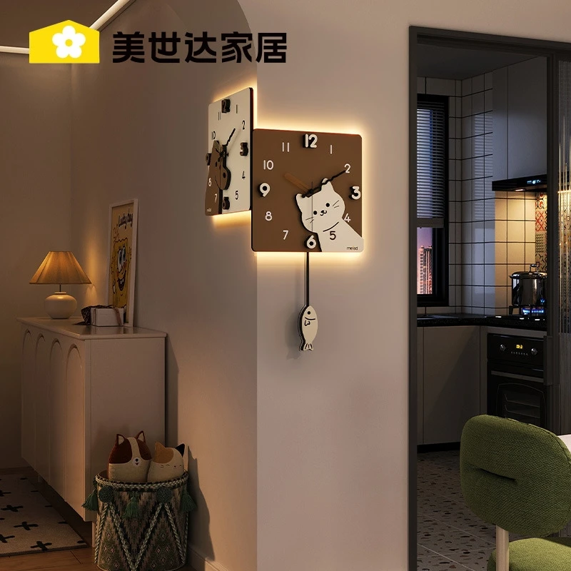 美世达创意拐角钟表双面阳角挂钟客厅简约转角时钟挂墙2025新款