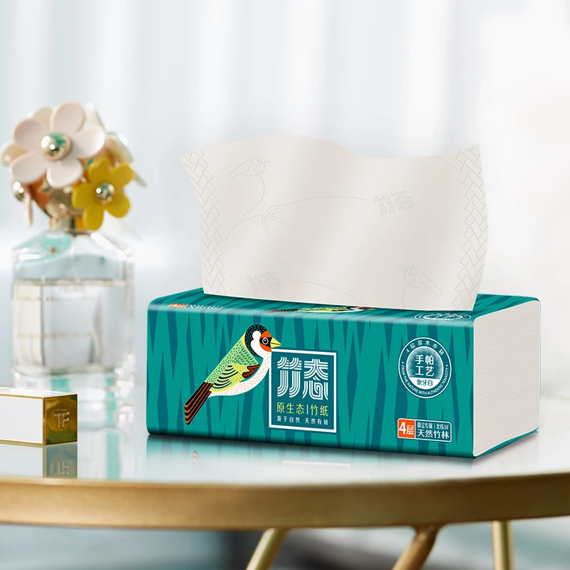 竹态抽纸4层加厚16包整箱5760张卫生纸原生竹浆母婴适合包邮直发