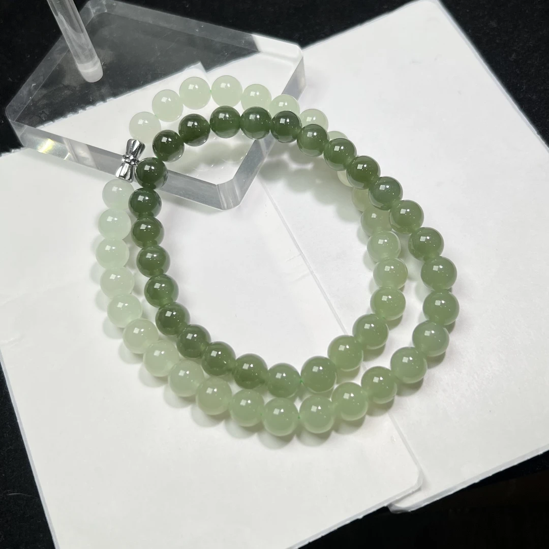 和田玉渐变项链 8mm   A24120509