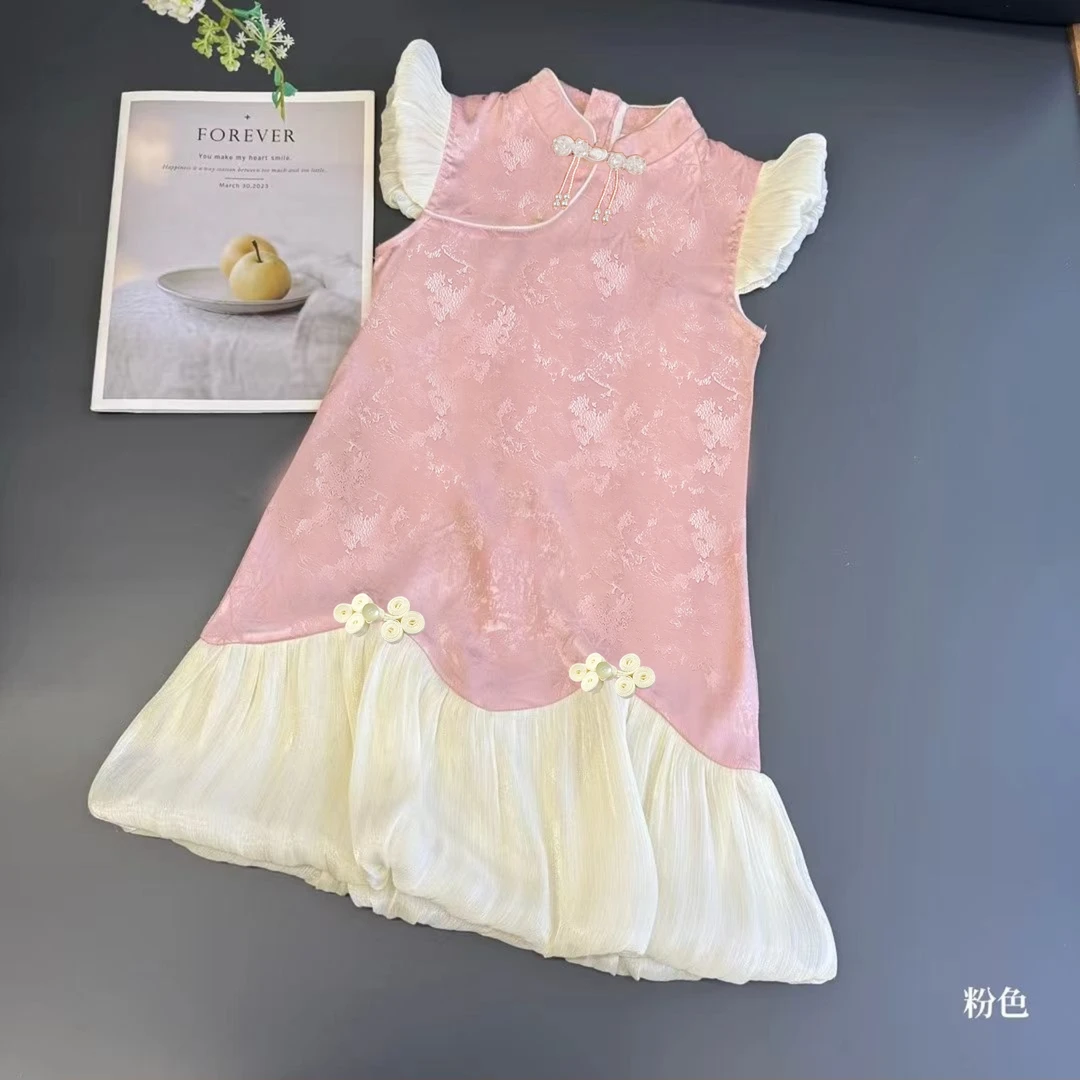 女童夏季旗袍连衣裙2025洋气新款汉服儿童中式公主旗袍裙国风森系