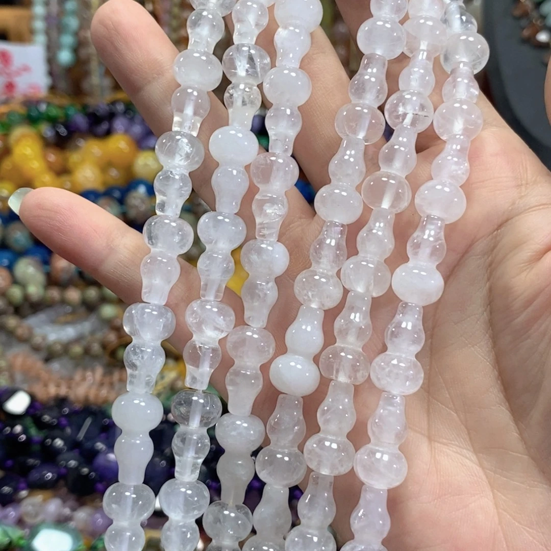 未镶嵌玛瑙/玉髓珠宝半成品天然白水晶葫芦一条卡10*18mm