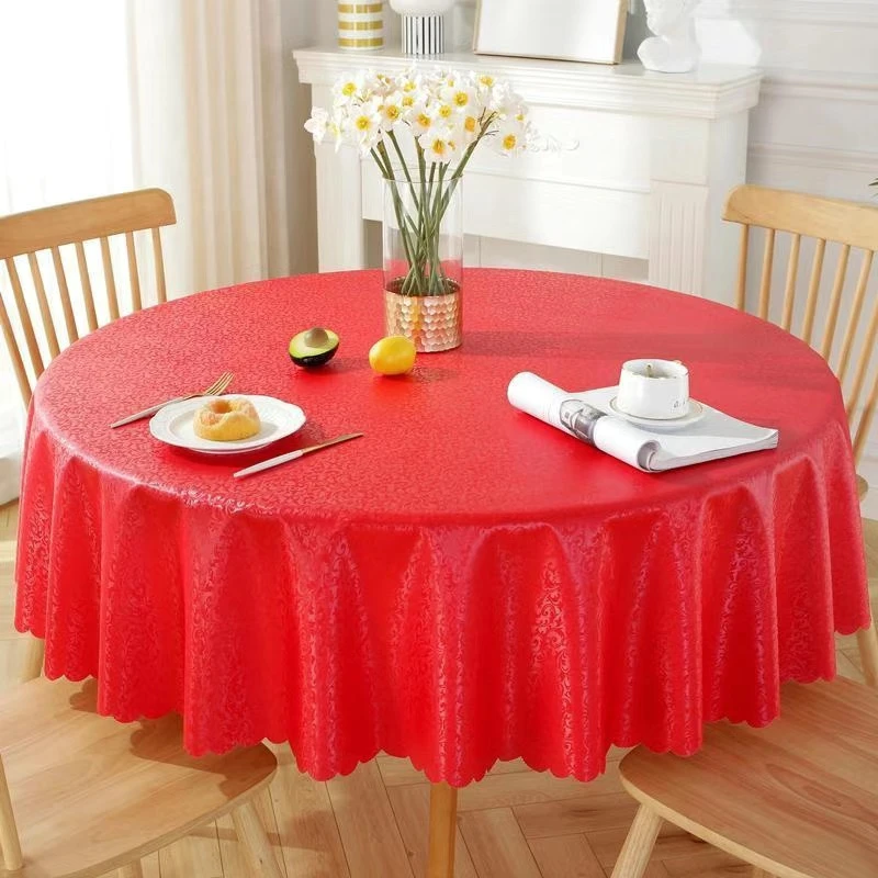 加厚PU转盘桌布欧式圆桌布防水防油防烫免洗酒店茶几家用大圆桌布