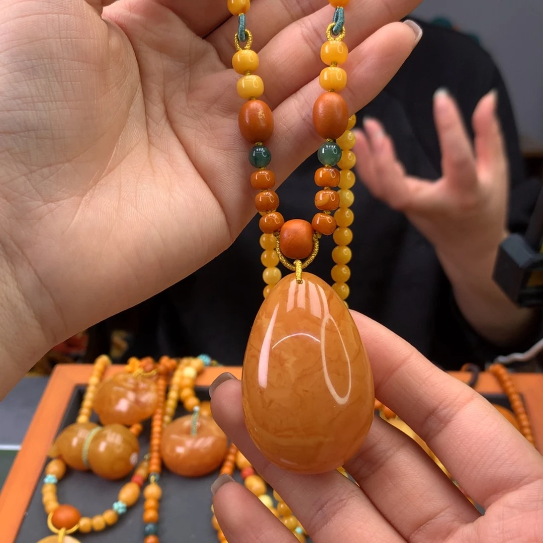 蜜蜡颈饰未镶嵌水滴