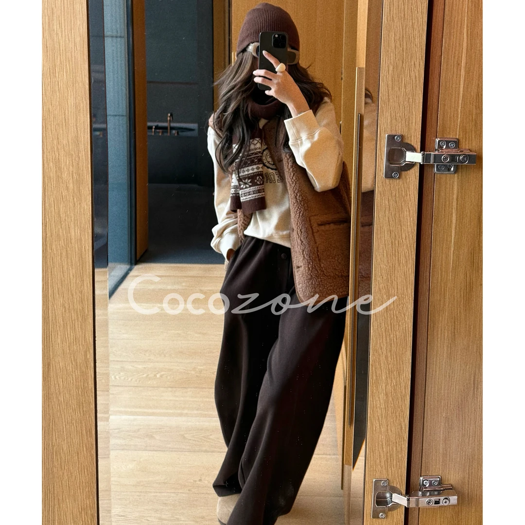 COCO ZONE刘一一“两粒扣卫裤”羊毛混纺机能感休闲裤 CD1A1143