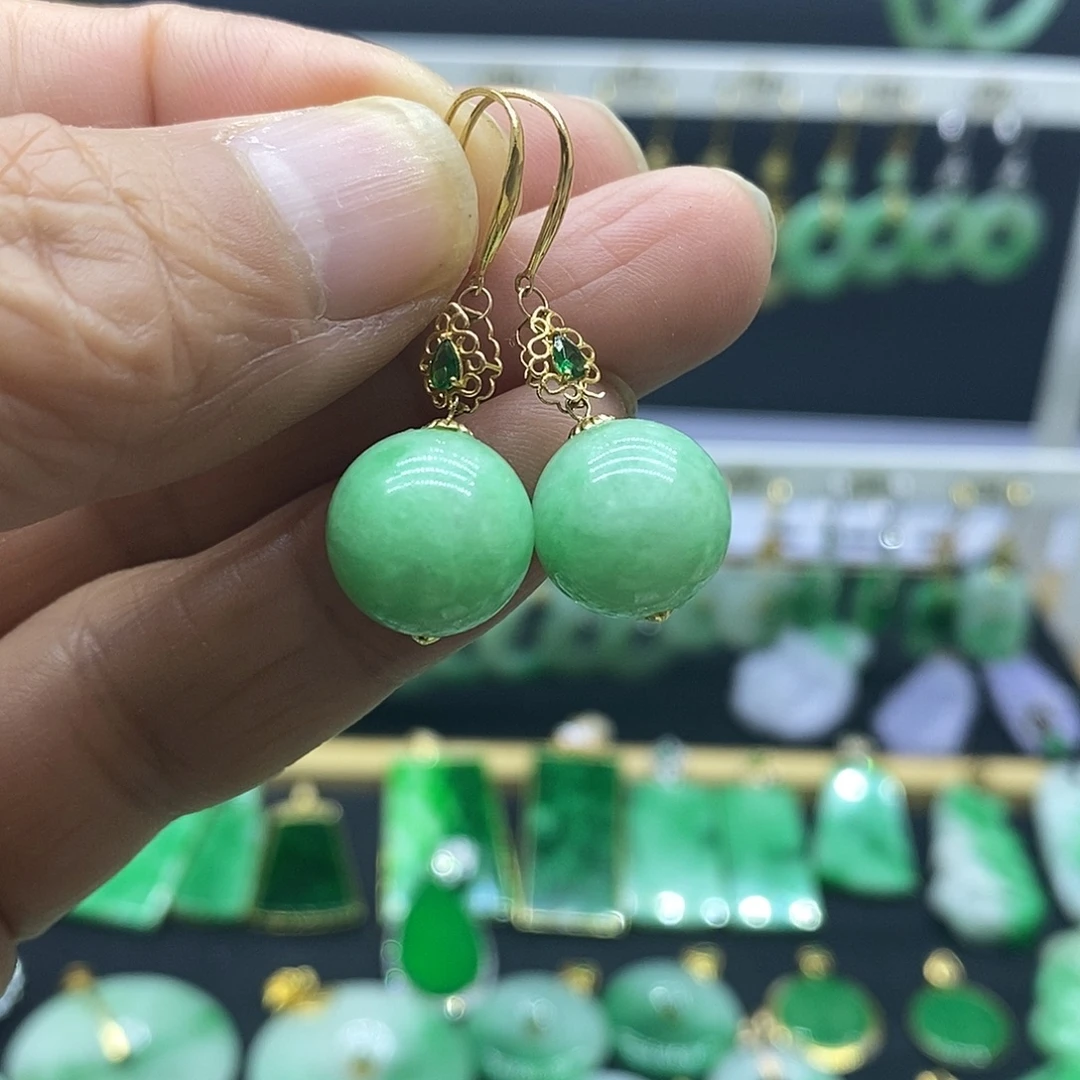 翡翠18K金镶嵌耳饰耳饰