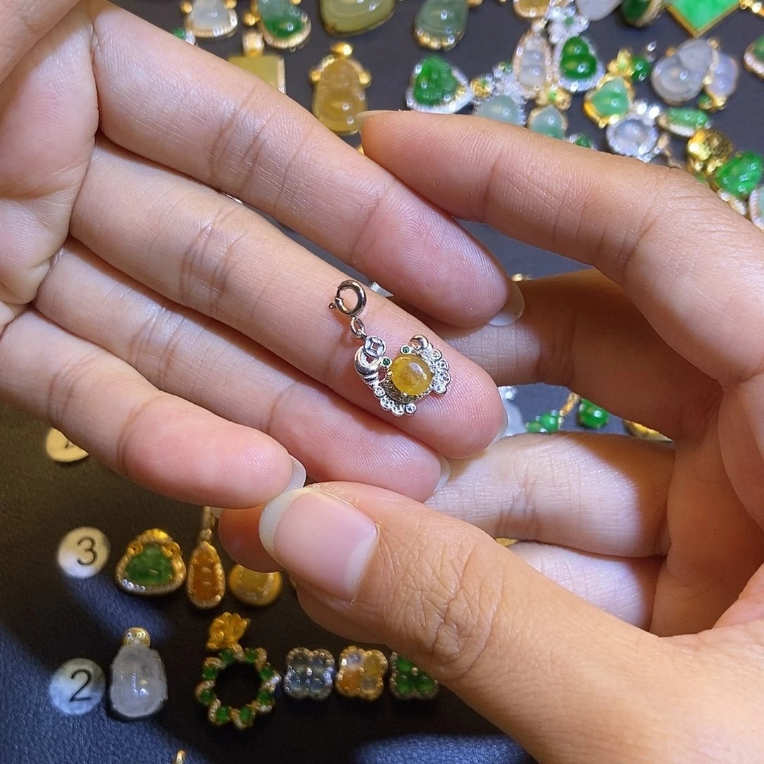 翡翠银S925镶嵌吊坠(不含链)