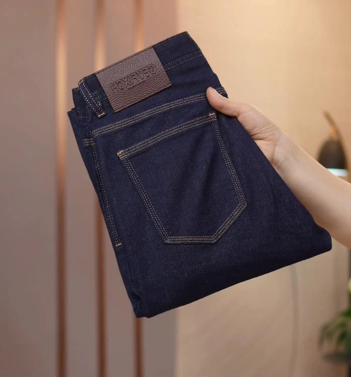 夏季薄款三本针纯蓝色男士修身小直筒牛仔裤时尚韩版男装男式