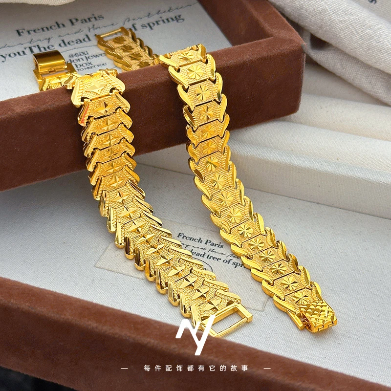 铜合金手链 表链男士手链男女款轻奢高级ins首饰配饰仿金999